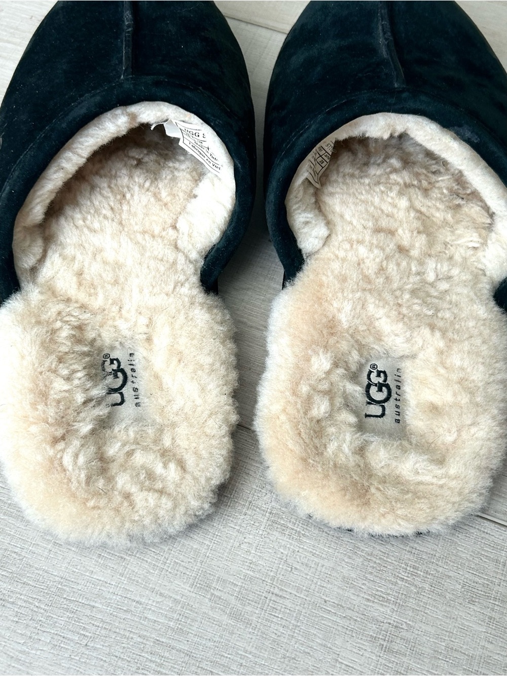 UGG black suede slippers 10
